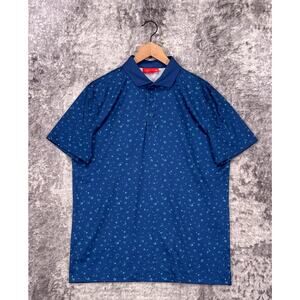 Redvanly Polo Shirt Medium Mens Blue Floral Performance Short Sleeve Golf